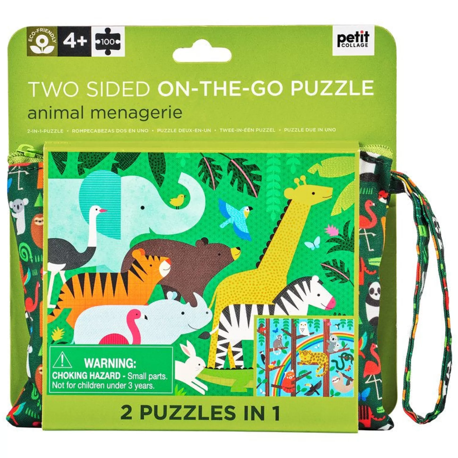 Macmillan Animal Menagerie Two Sided On-The-Go Puzzle New