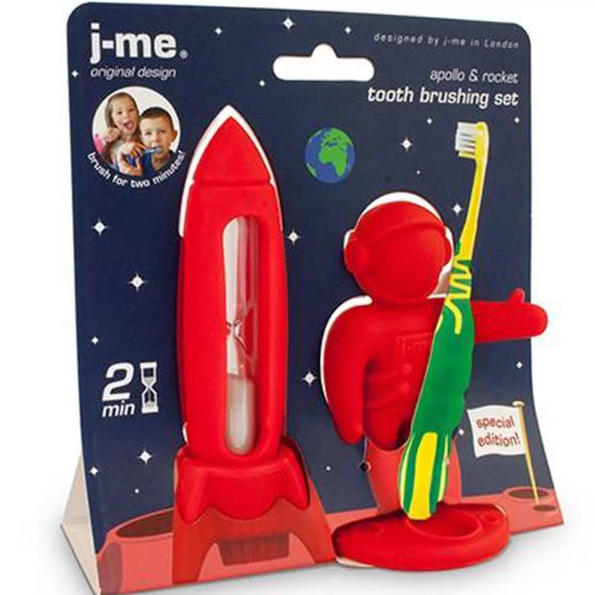 J-Me Original Design Ltd Red Apollo & Rocket Tooth Brushing Set Outlet